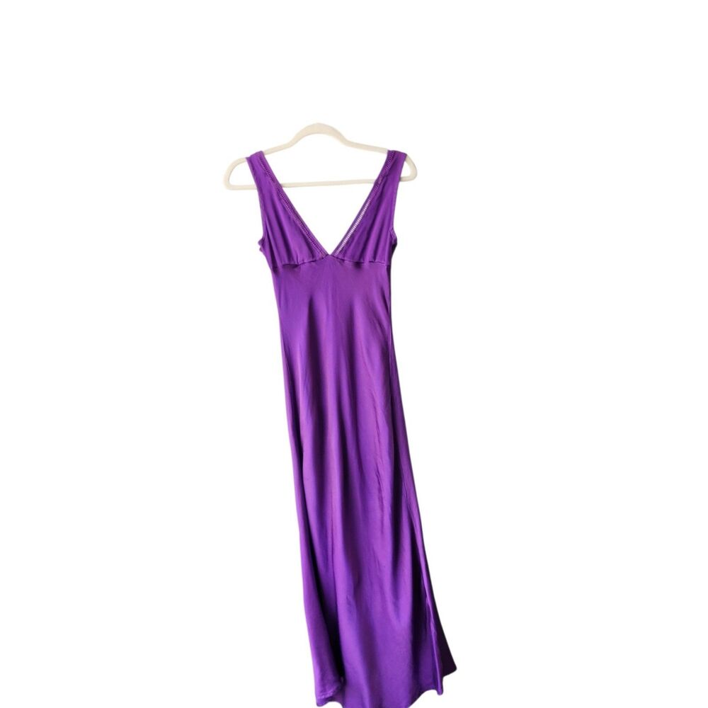 Whimsigoth Maxi Slip Dress Dark Fairy 90s Grunge Deep Purple Satin Witchy Vamp M